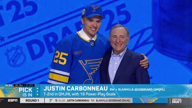 Blues select Carbonneau with 19th pick