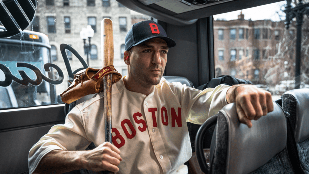 Photos: Bruins Arrive at Fenway in Red Sox Uniforms