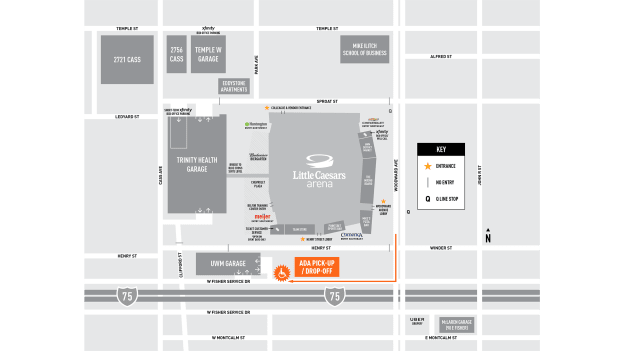 DET Arena Parking Directions Accessibility Information