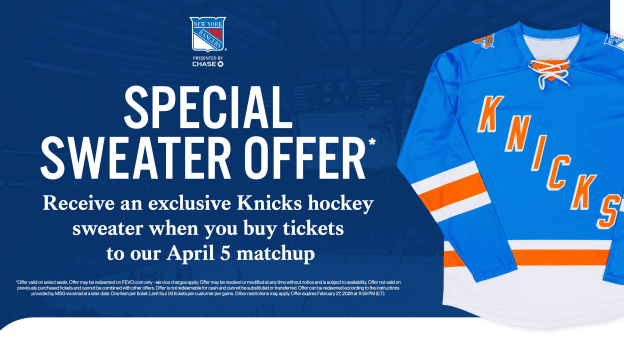 Knicks Hockey Sweater Offer
