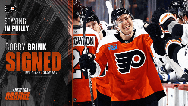 Flyers Re-Sign Forward Bobby Brink to a Two-Year Contract