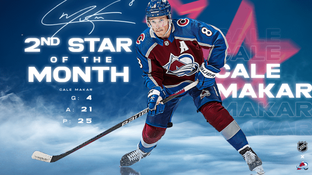 Cale Makar Named NHL's Second Star of the Month