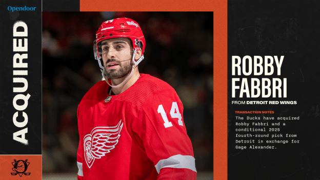 Ducks Acquire Forward Fabbri and a Conditional 2025 Fourth-Round Pick from Detroit 