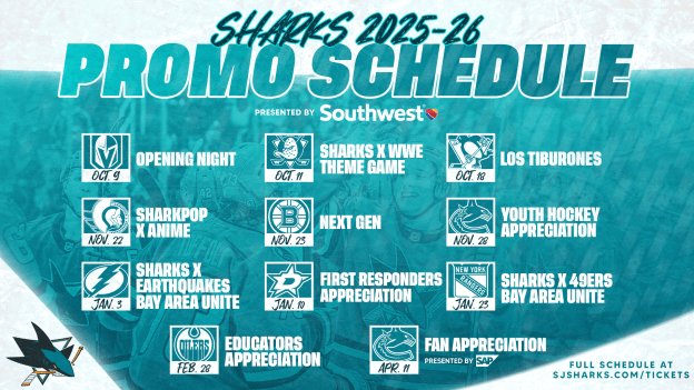 Sharks 2025-26 Promotional Schedule