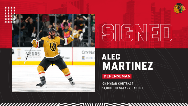 RELEASE: Blackhawks Sign Veteran Alec Martinez to One-Year Deal