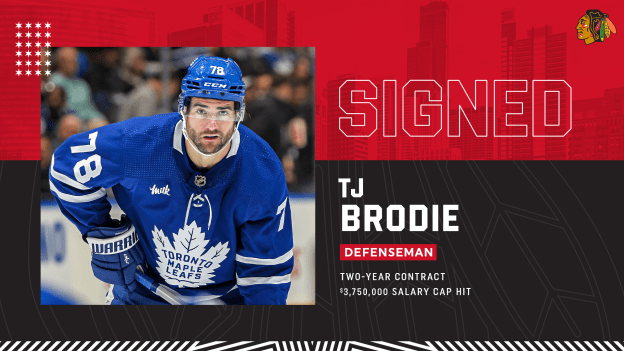 RELEASE: Blackhawks Sign T.J. Brodie to Two-Year Contract