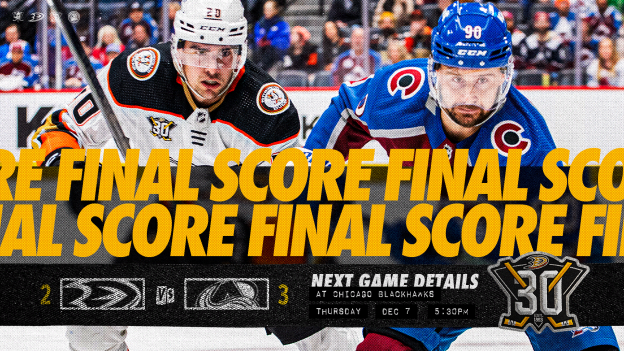 Recap: Ducks Rally but Can't Complete Comeback in 3-2 Loss to Avs