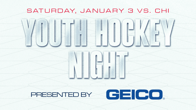 <b><h2>January 3 vs. CHI</h2><p>Youth Hockey Night</p></b><p style="font-size:14px;">presented by GEICO</p><p style="color:#004bc9;">Special Ticket Package</p>