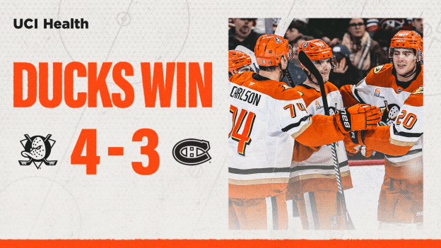 FINAL: Ducks Overtake Canadiens 4-3 in Road Trip Finale