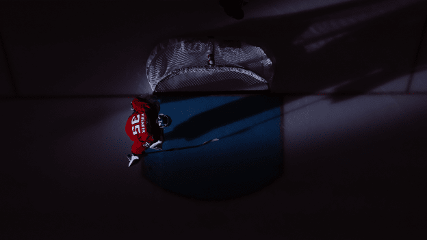 Darcy Kuemper takes the ice for the second period of the game against the San Jose Sharks at Capital One Arena on October 29, 2023.