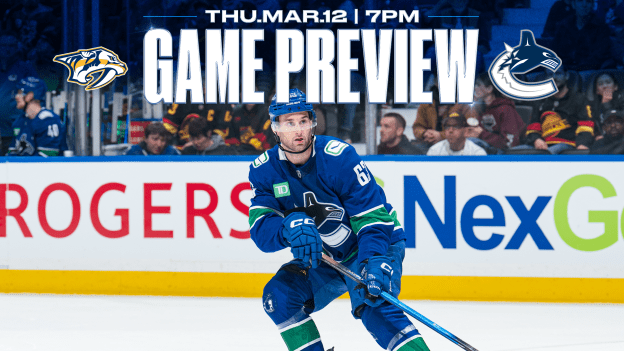 Canucks Continue Homestand on Thursday Night with Predators in Town