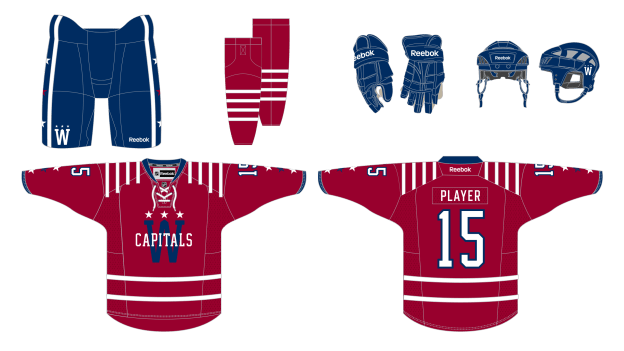New NHL Washington Capitals old time jersey style mid weight