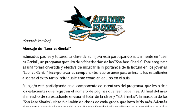 RIC - Students - Parent Welcome Letter (Spanish)