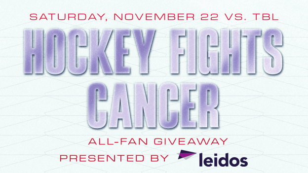 <b><h2>November 22 vs. TBL</h2><p>Hockey Fights Cancer</p></b><p style="font-size:15px;">presented by Leidos</p><p style="color:#a87bc9;">All-Fan Giveaway</p>