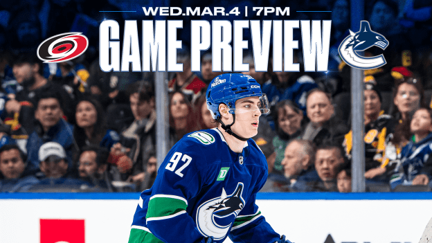 Canucks Close Two-Game Homestand with Canes in Town on Wednesday Night