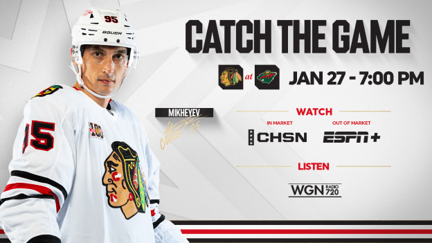 Blackhawks Open Two-Game Trip Against Wild on Tuesday