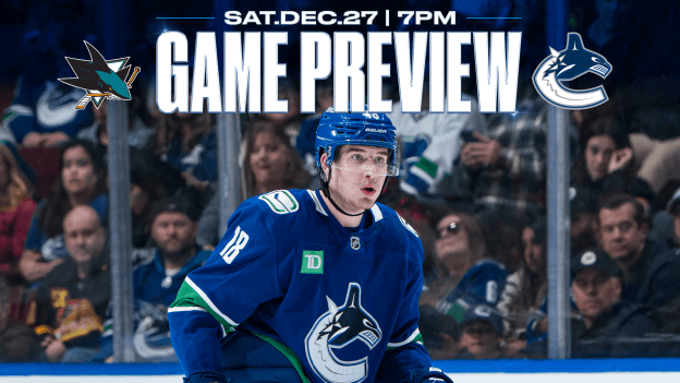 Canucks Return from Christmas Break for Saturday Night Matchup Against Sharks