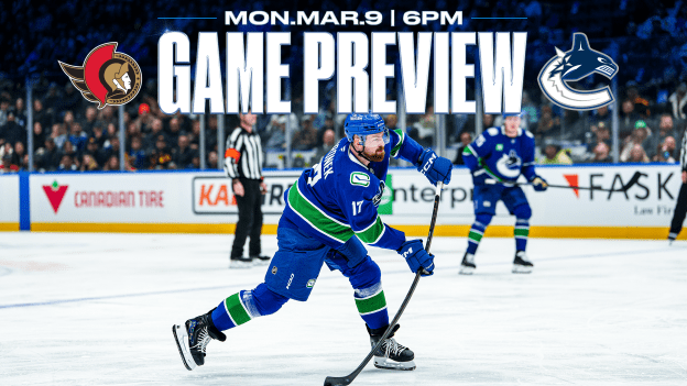 Canucks Begin Eight-Game Homestand on Monday Against Senators 