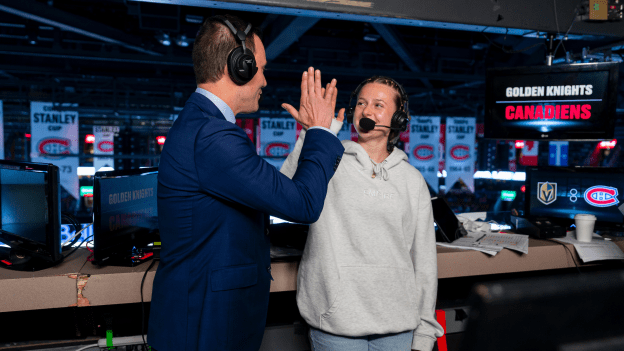 14 - Kid - Broadcast booth - Arianne Bergeron - NHLI via Getty Images