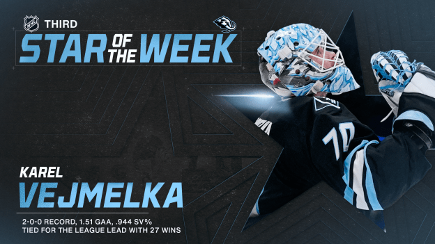 Karel Vejmelka Named NHL’s Third Star of the Week