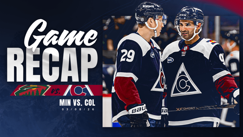 Nathan MacKinnon Colorado Avalanche game action vs Minnesota Wild March 8 2026 NHL