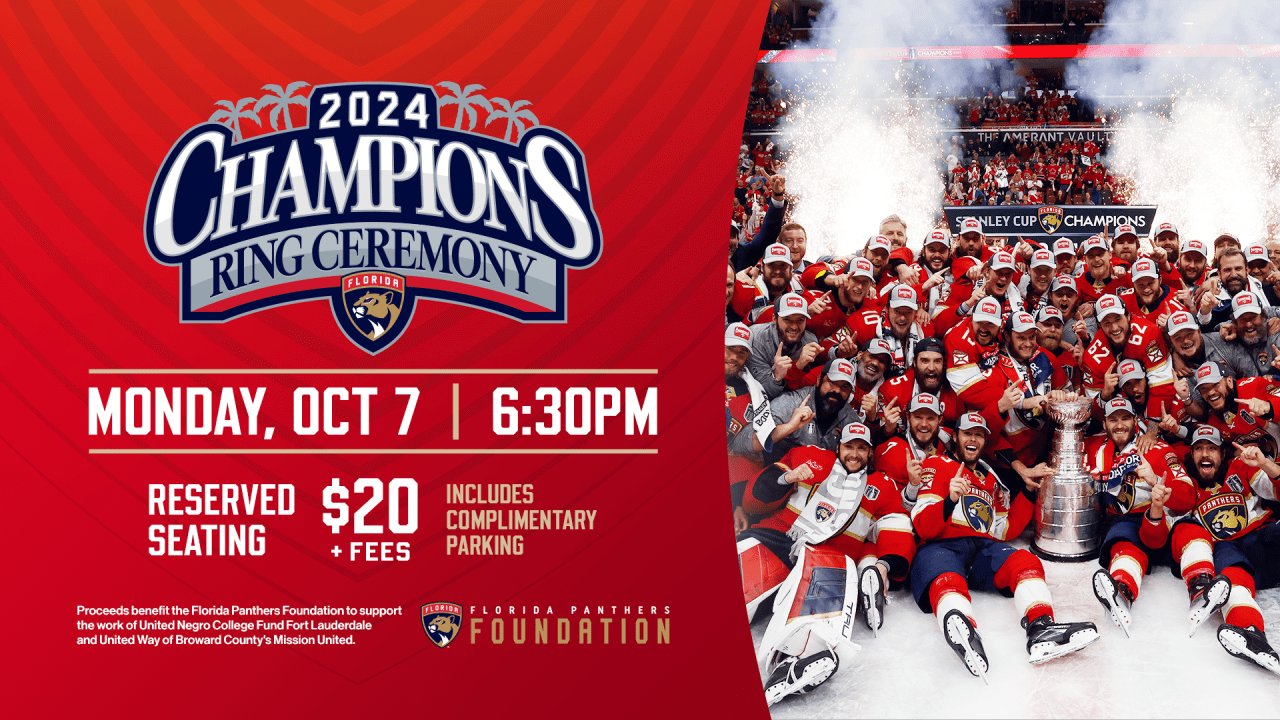 Florida Panthers announce 2024 Champions Ring Ceremony at Amerant Bank Arena on Monday, October 7