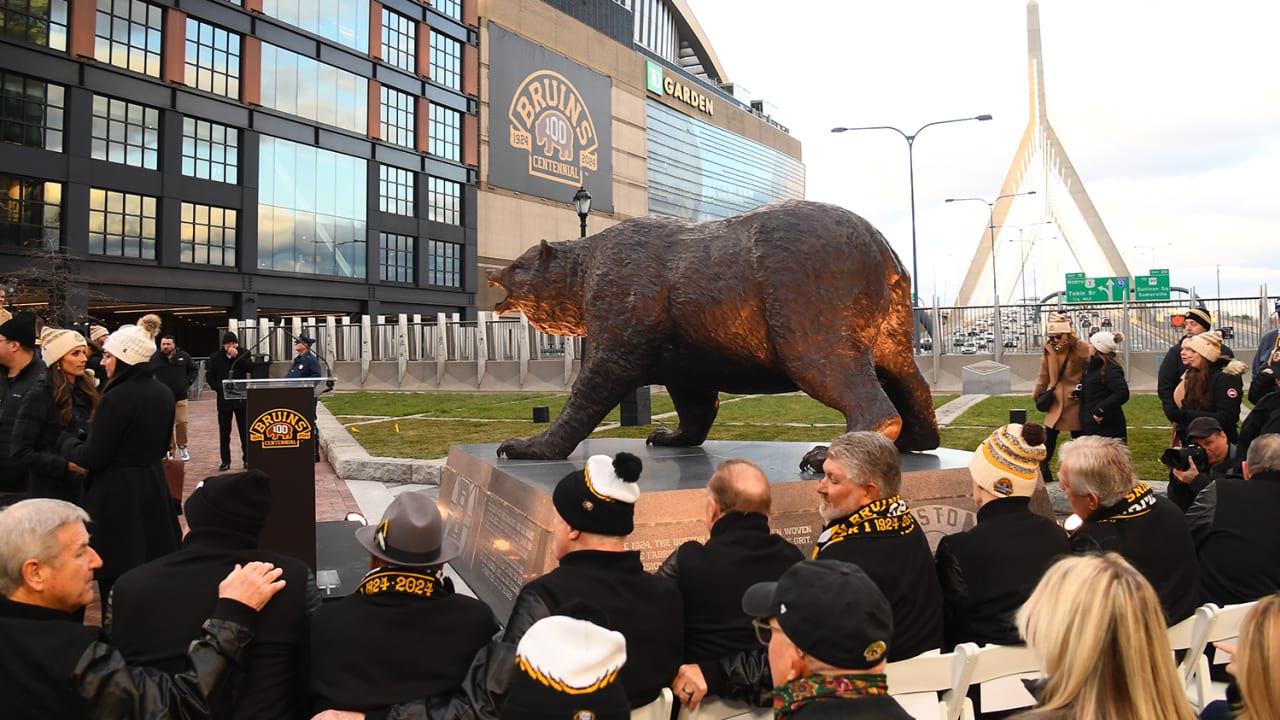 Bruins Unveil Centennial Bear Statue Outside TD Garden