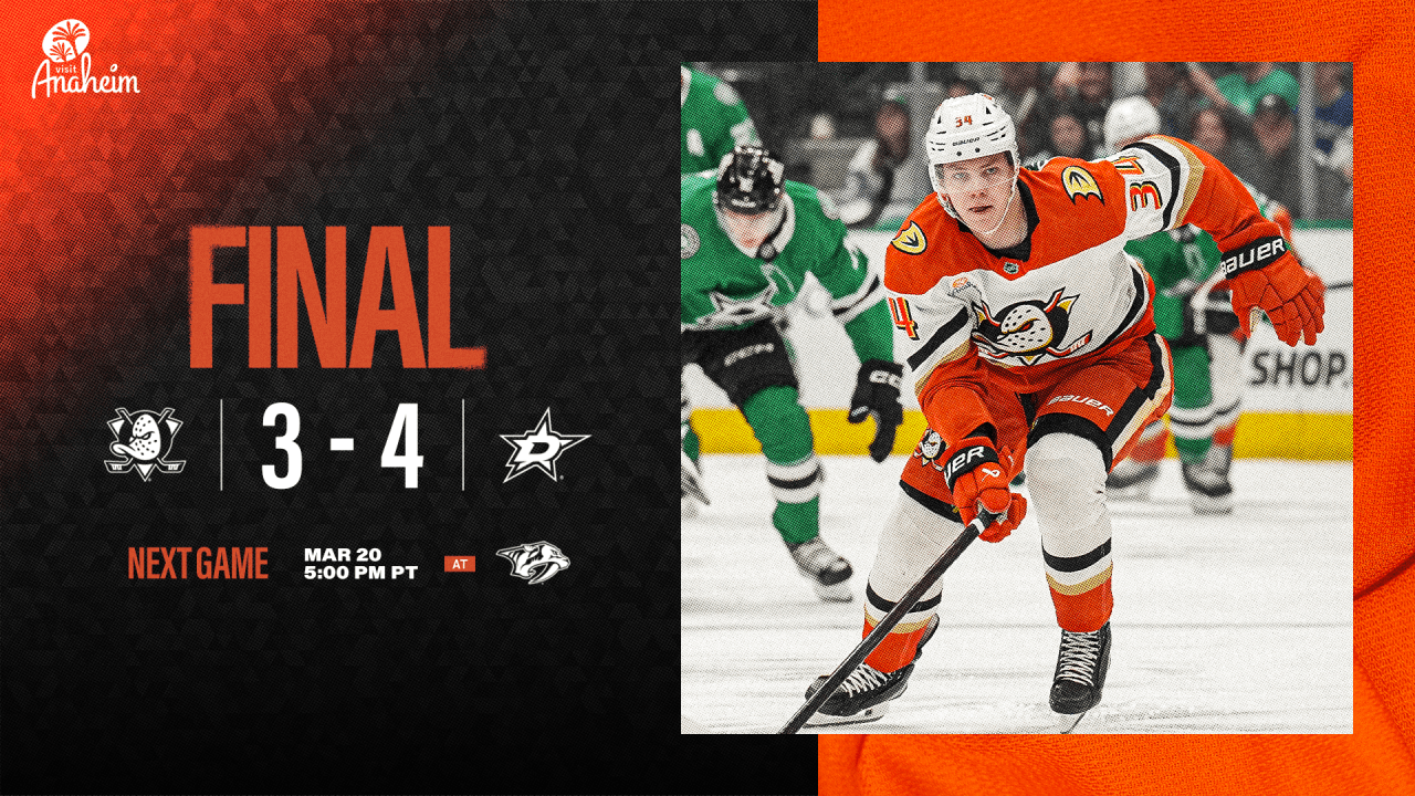 Recap: Carlsson Strikes Twice as Ducks Fall 4-3 in OT to Stars | Anaheim Ducks