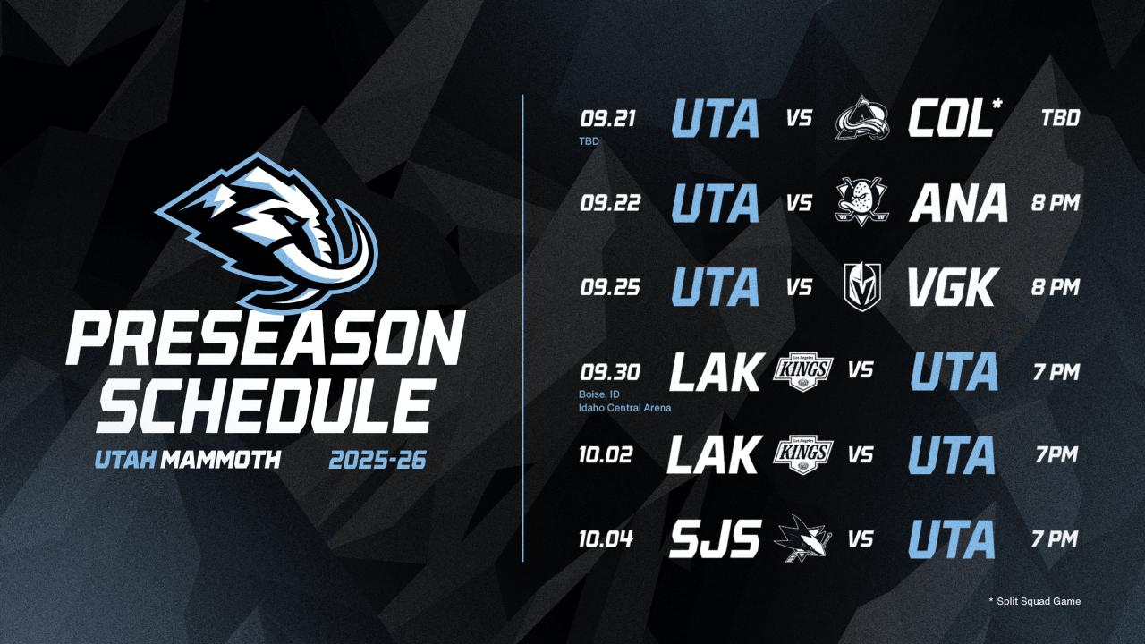 Utah Mammoth Announce 2025 Preseason Schedule | Utah Mammoth