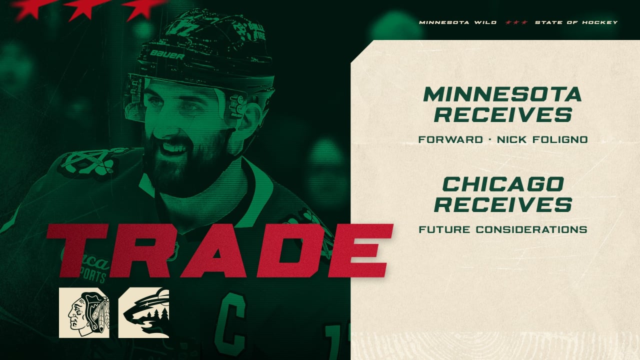 Minnesota Wild Acquires Forward Nick Foligno from the Chicago Blackhawks