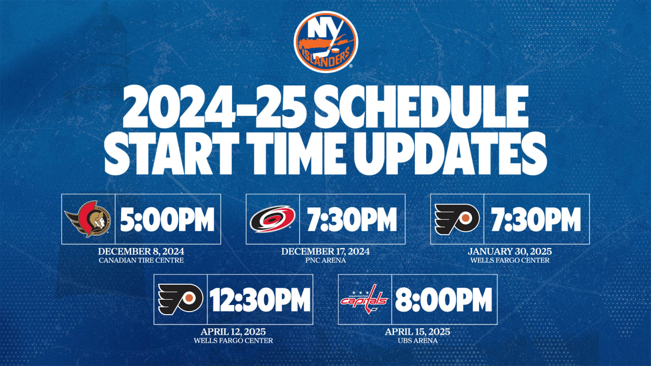 NHL Announces Updated Start Times for Islanders Games | New York Islanders