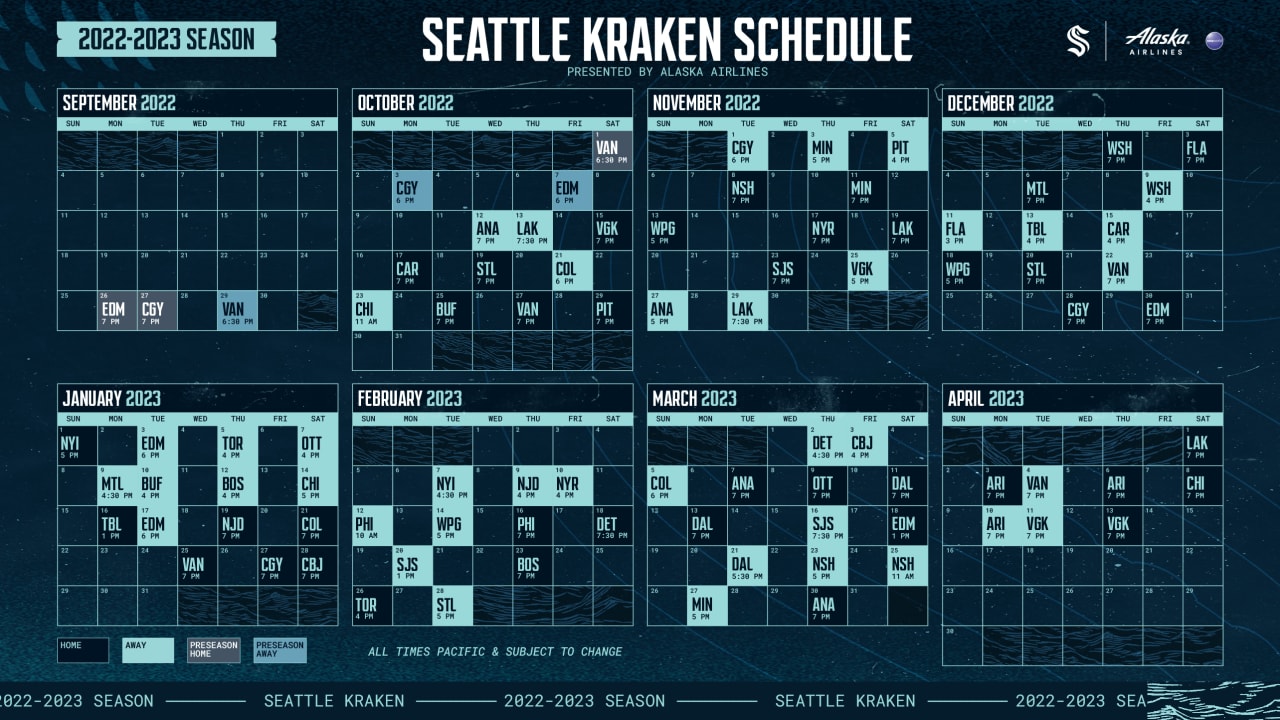 Full Schedule Ahead Seattle Kraken