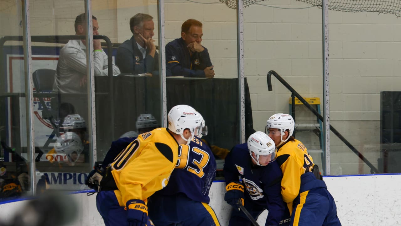 Legendary Football Coach Nick Saban Joins Preds at Development Camp | Nashville Predators