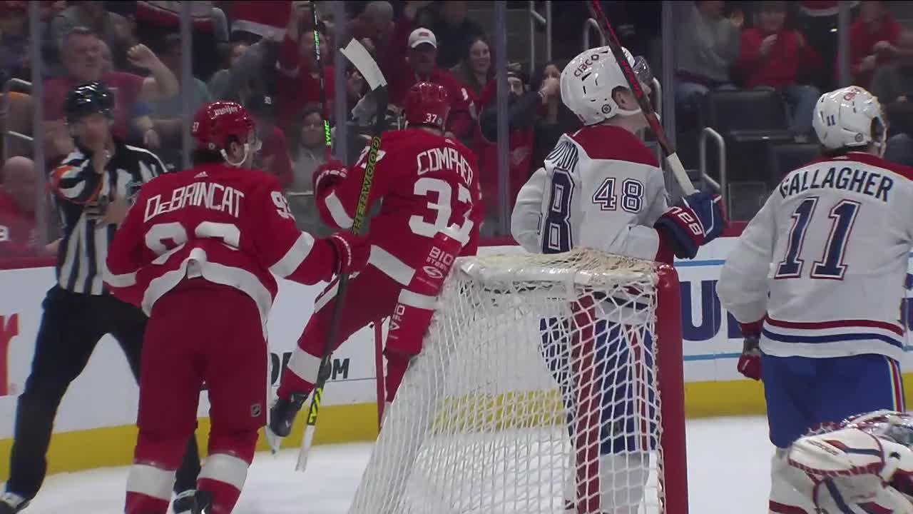 MTL@DET: Compher Scores Goal Against Samuel Montembeault | Detroit Red ...