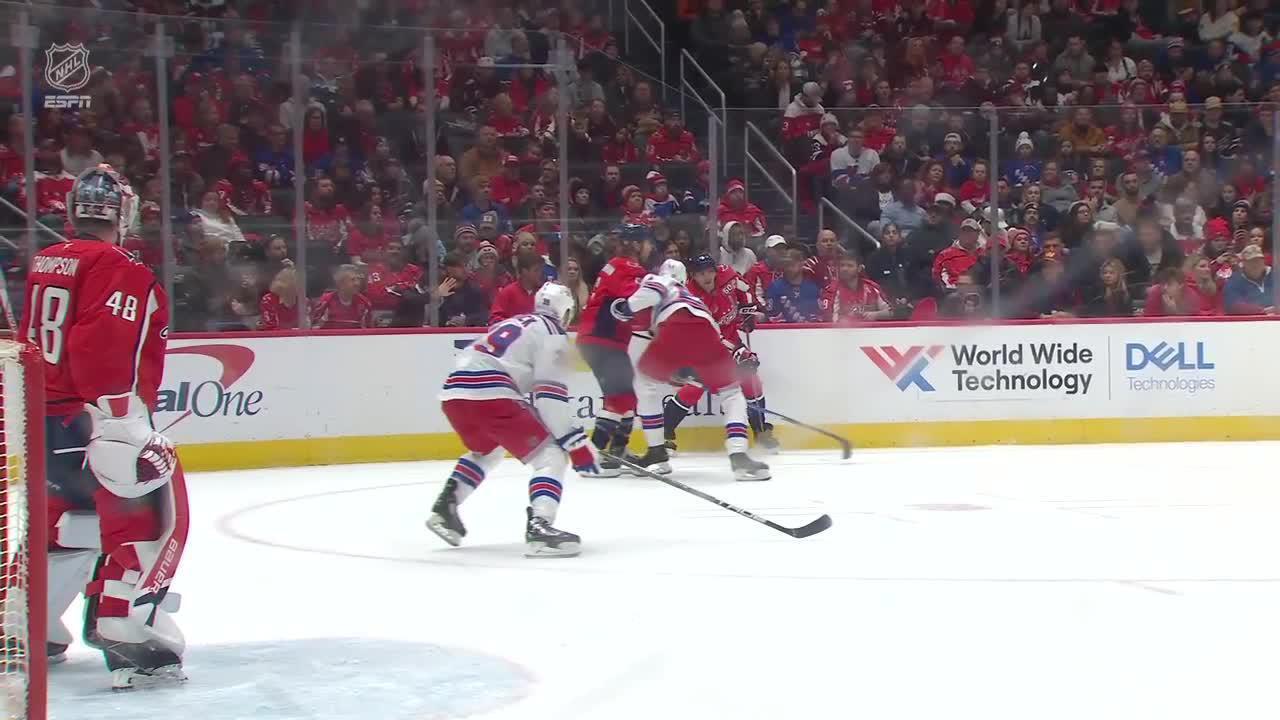 NYRWSH Carrick scores goal against Logan Thompson New York Rangers