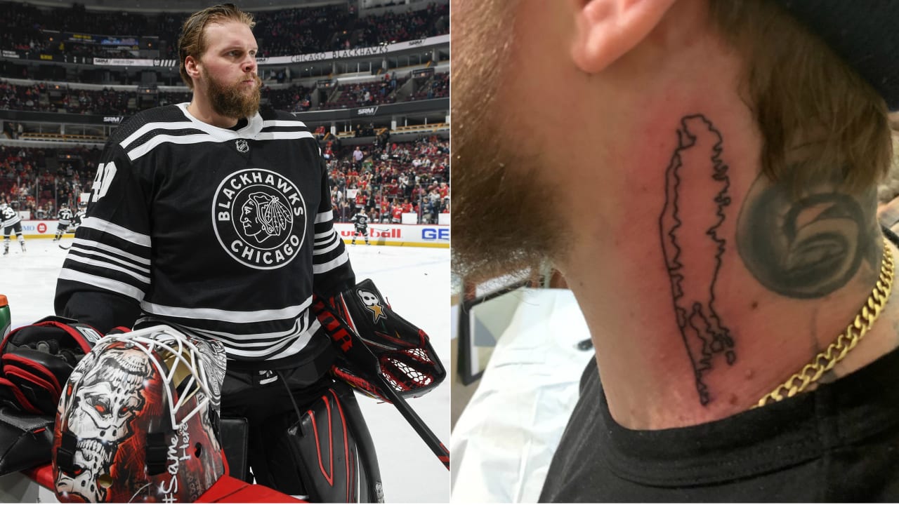 Lehner reveals an incredible new Islanders tattoo on his neck! - HockeyFeed