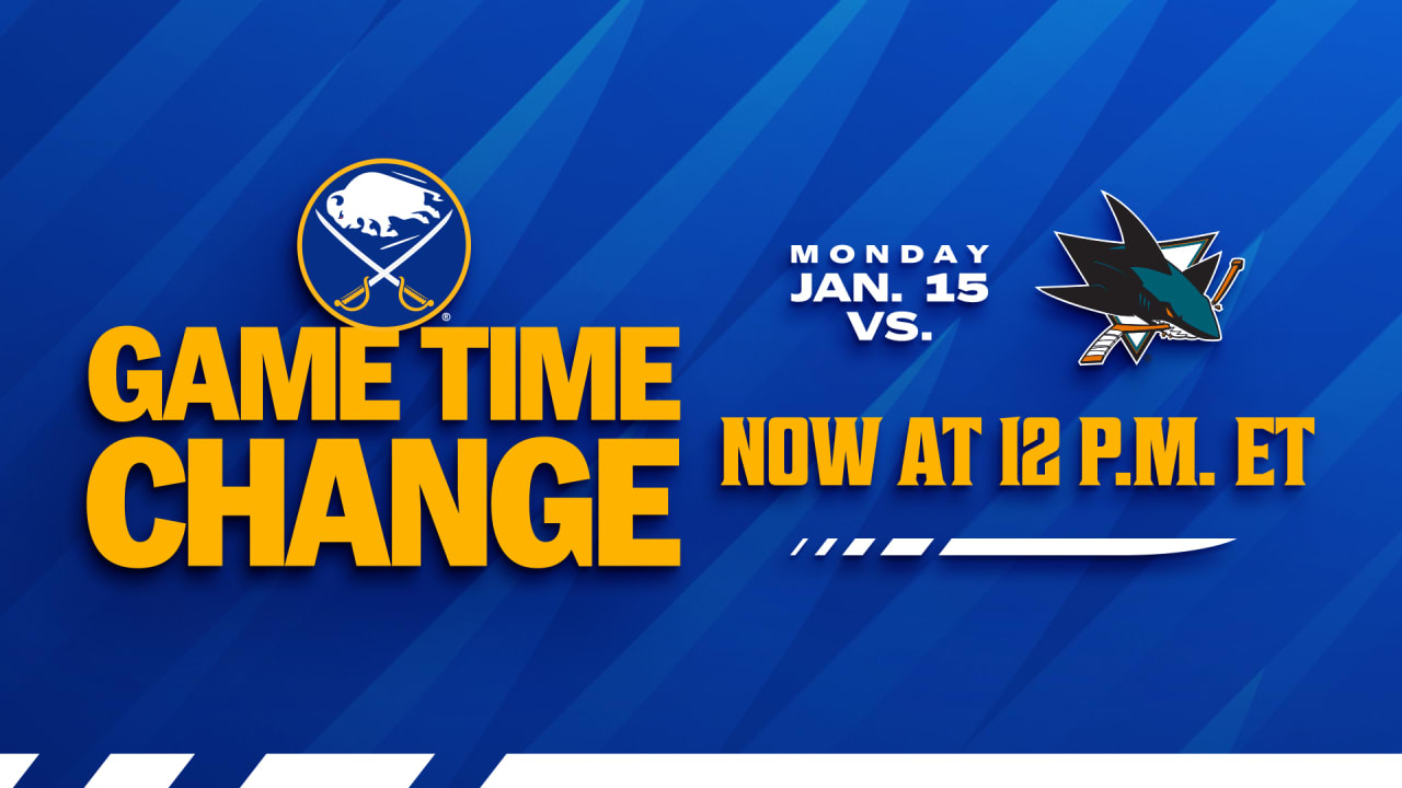 Start time for Sabres game vs. Sharks on Monday, Jan. 15 changed to 12