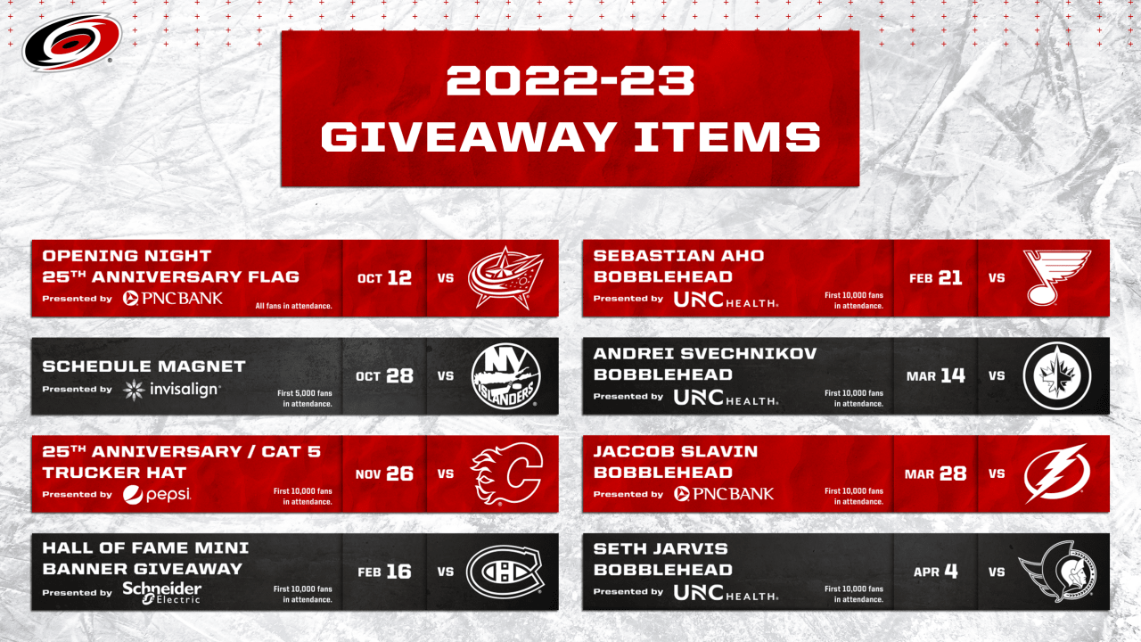 Canes Announce Giveaway Schedule For 2022-23 Season | Carolina Hurricanes