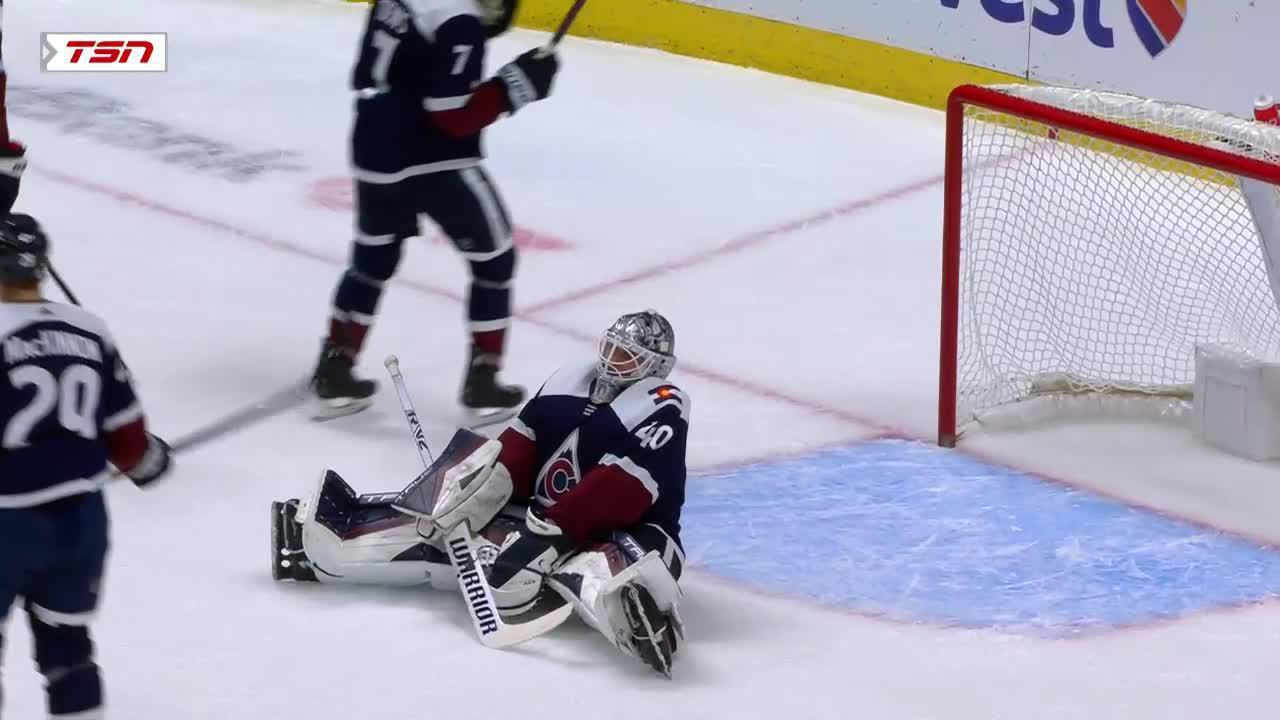 WPGCOL Lowry scores goal against Alexandar Winnipeg Jets