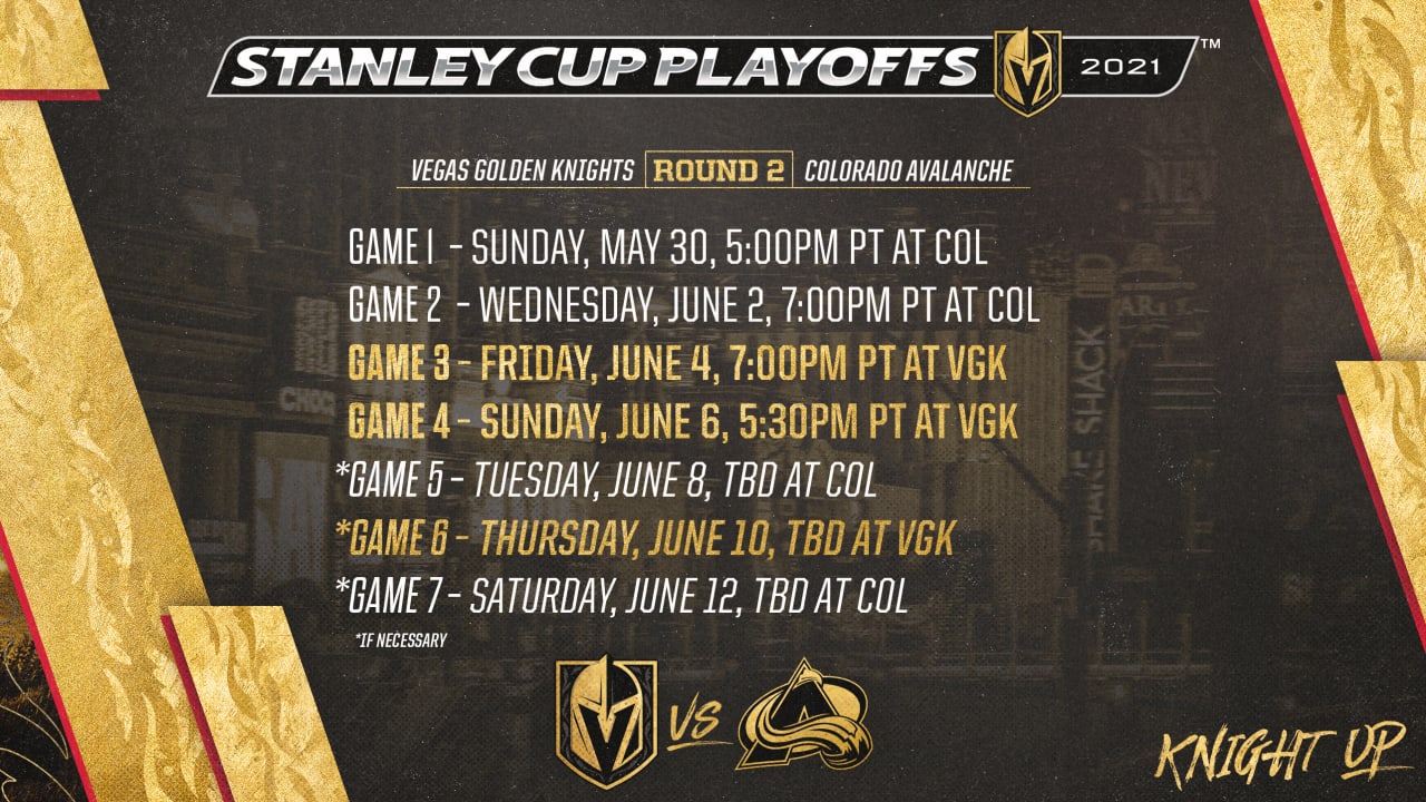 2021 Stanley Cup Playoffs Schedule Update Vegas Golden Knights 1267