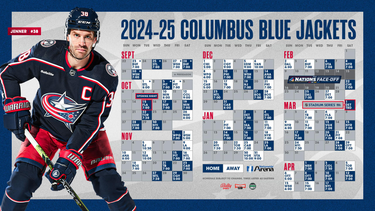 Blue Jackets announce 202425 regular season schedule Columbus Blue