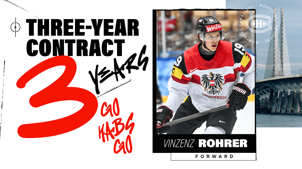 Three-year, entry-level contract for Vinzenz Rohrer | Montréal Canadiens