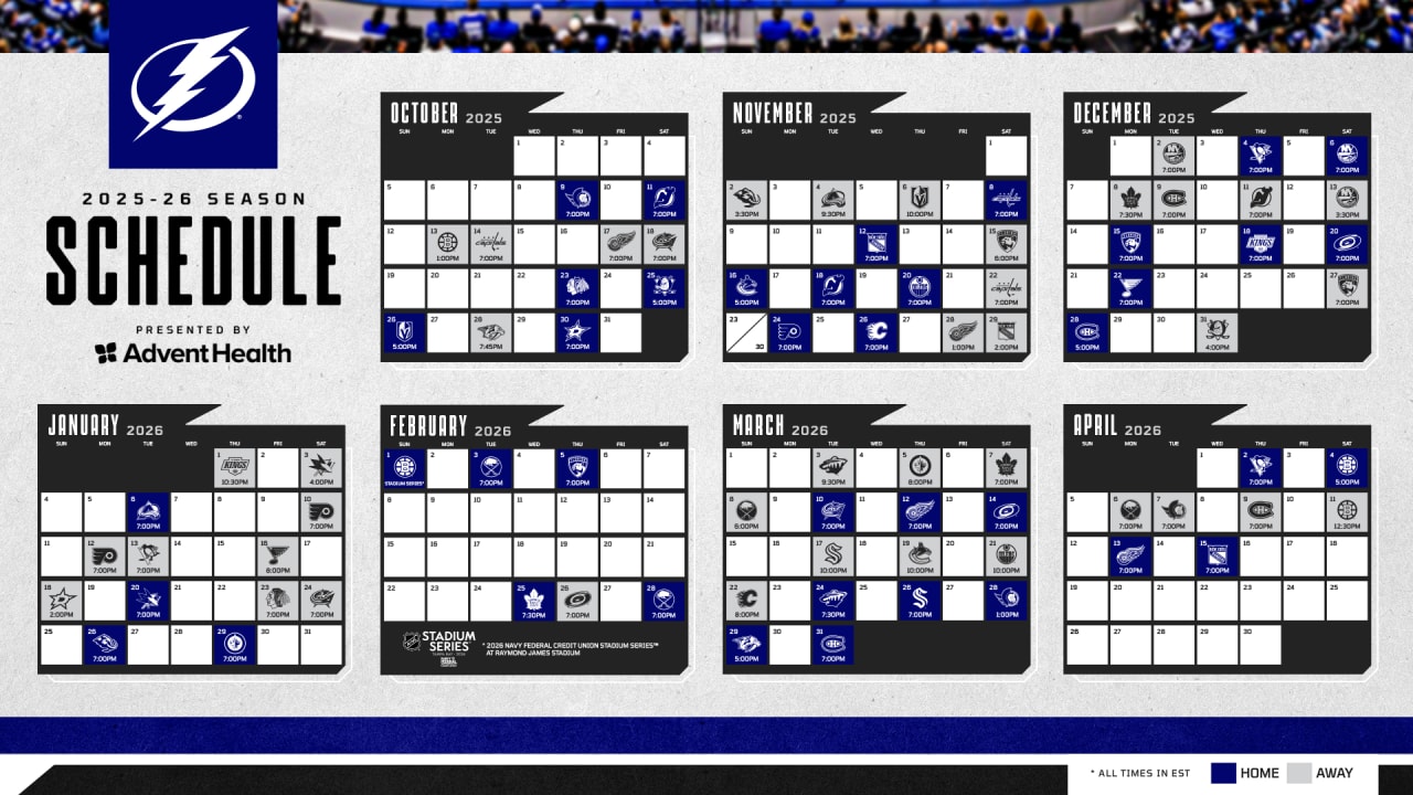 Lightning announce 2025-26 regular season schedule, presented by AdventHealth