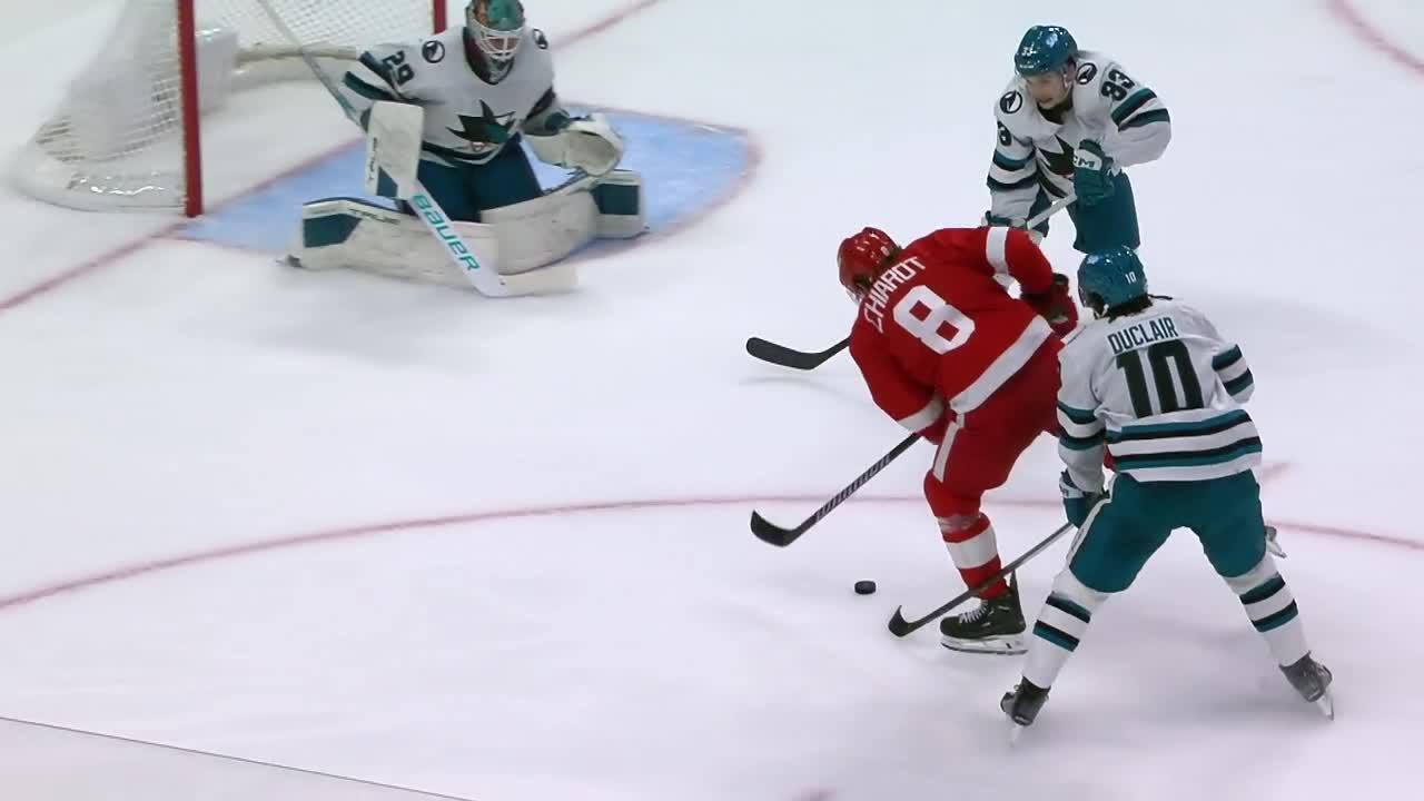 SJS@DET: Raymond Scores Goal Against Mackenzie Blackwood | Detroit Red ...