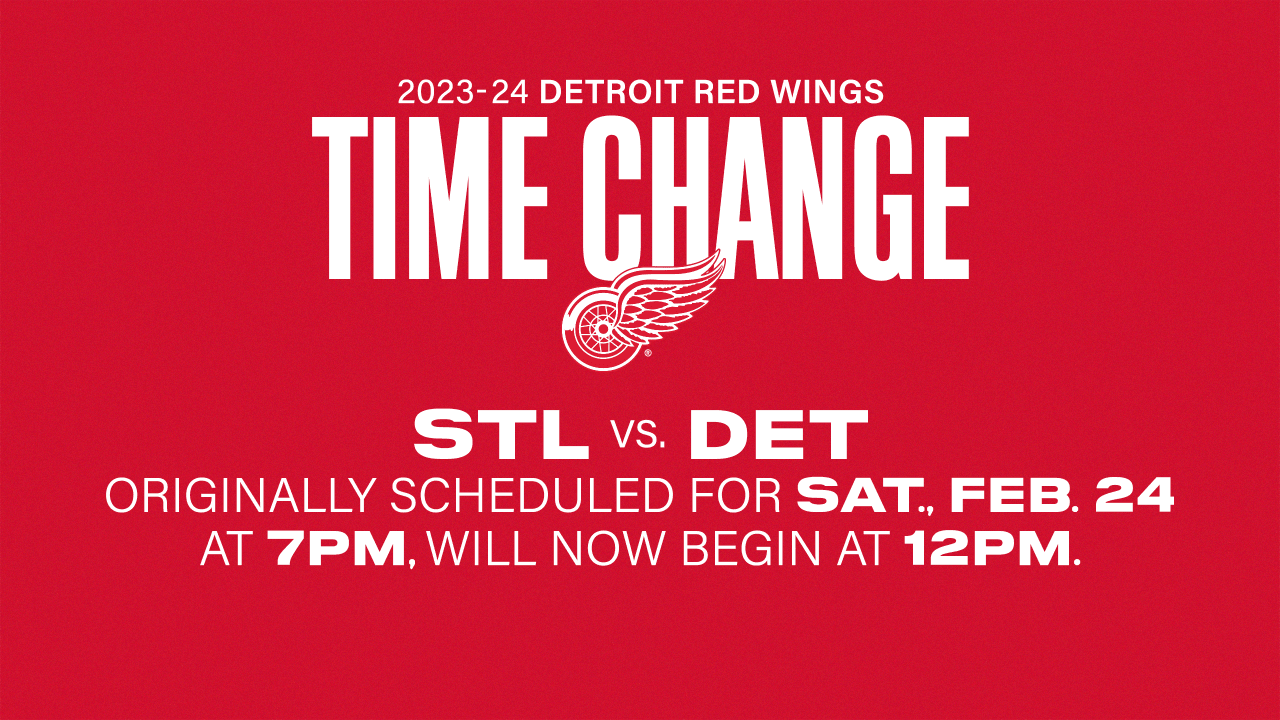 Red Wings announce updated start time for game on Feb. 24 Detroit Red