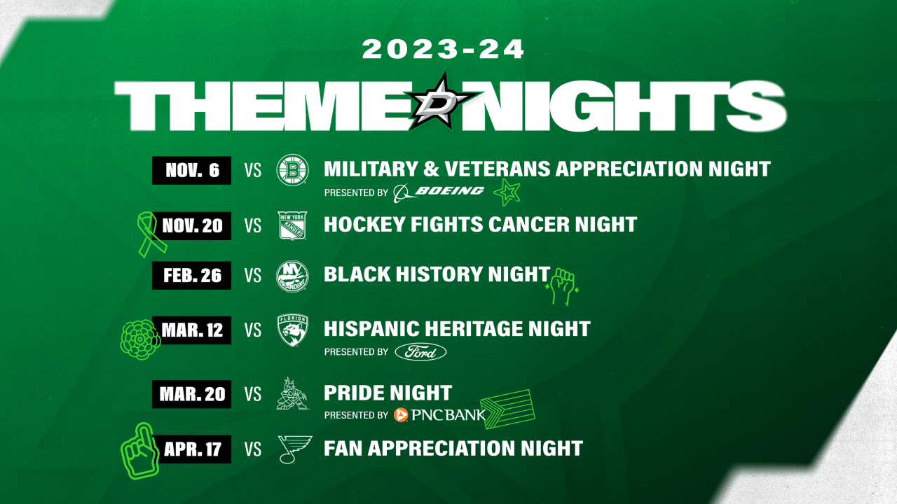 Stars announce 202324 theme night schedule Dallas Stars