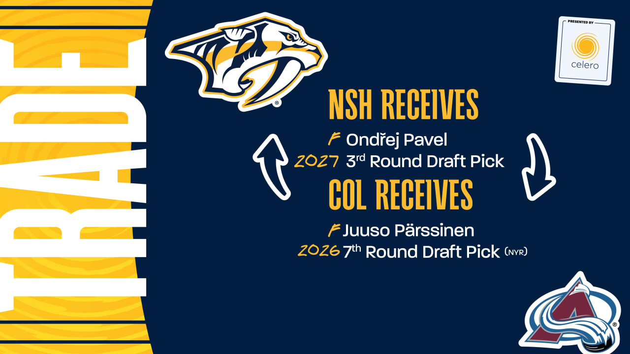 Predators Acquire Ondrej Pavel, ThirdRound Pick in 2027 NHL Draft From