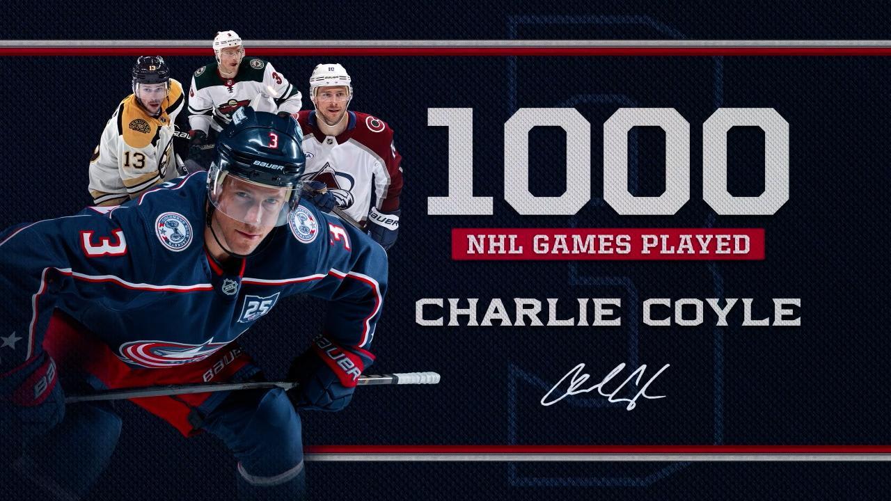 Brad Marchand, Nick Foligno, James van Riemsdyk and many more of Charlie Coyle's teammates and friends from his NHL career congratulate him on 1,000 games.