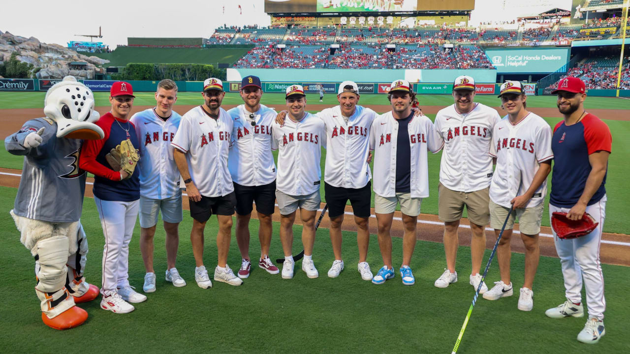 Ducks show off some baseball skills at Angel Stadium