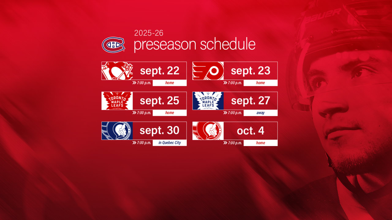 Canadiens share 2025-26 preseason schedule | Montréal Canadiens